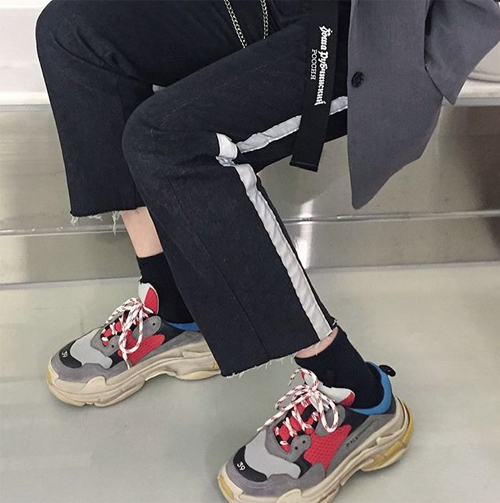 balenciaga triple s silver on feet