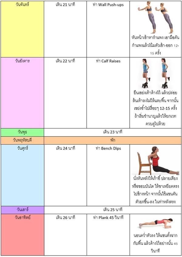 ตารางออกกำลังกาย