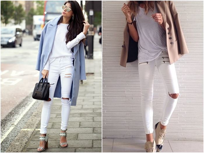 กางเกงยีนส์สีขาว