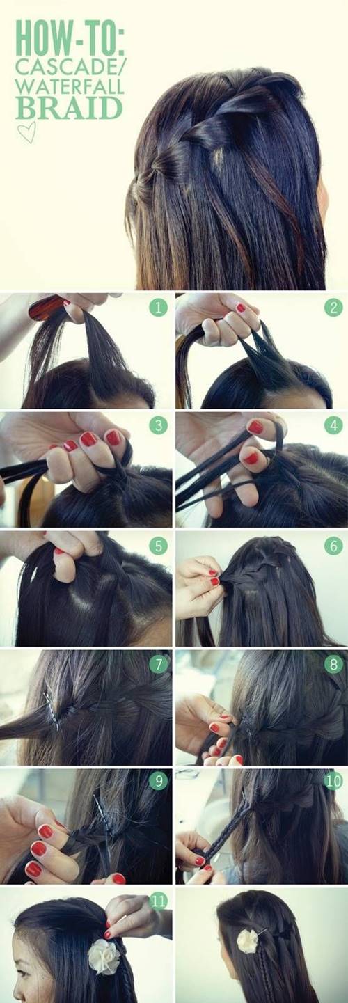 เปีย Waterfall Braid