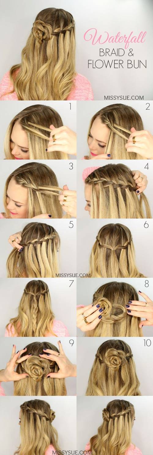 เปีย Waterfall Braid