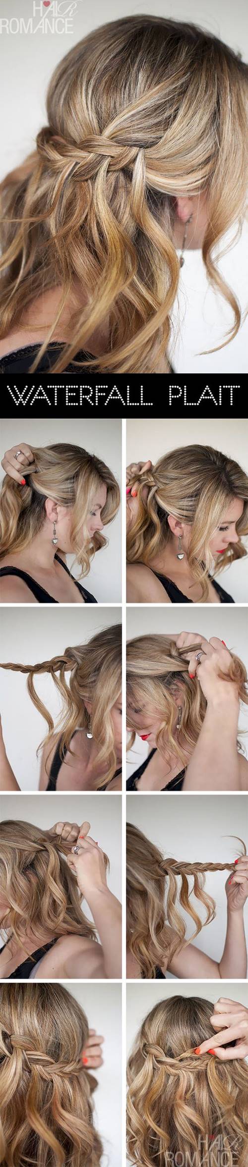 เปีย Waterfall Braid